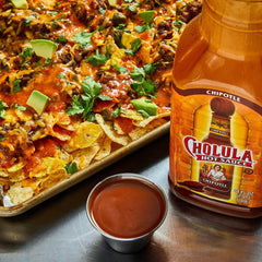 Cholula label detail highlighting ingredients and authenticity benefit for menu trust