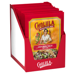Cholula front packaging showing pack of 12 and quick meal benefit