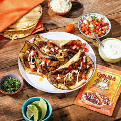 Cholula seasoning coating sautéed shrimp for quick seafood tacos flavor boost