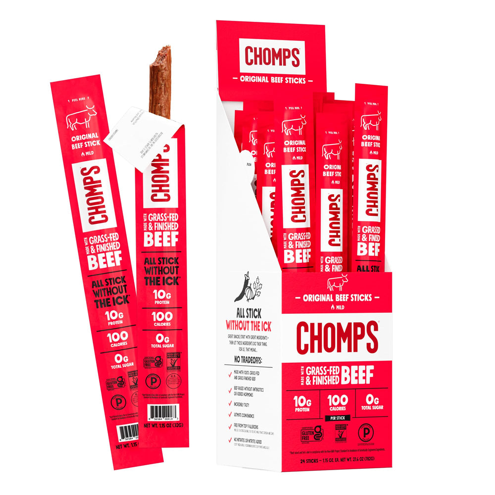Chomps front packaging showing 24-count box and clear branding benefit portability