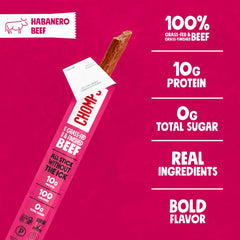 Chomps close-up of meat stick texture revealing natural beef and spices