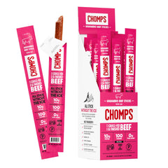 Chomps front packaging showing 24ct habanero beef sticks and convenience