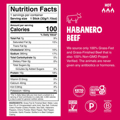 Chomps individual habanero beef stick unwrapped and ready to eat for protein