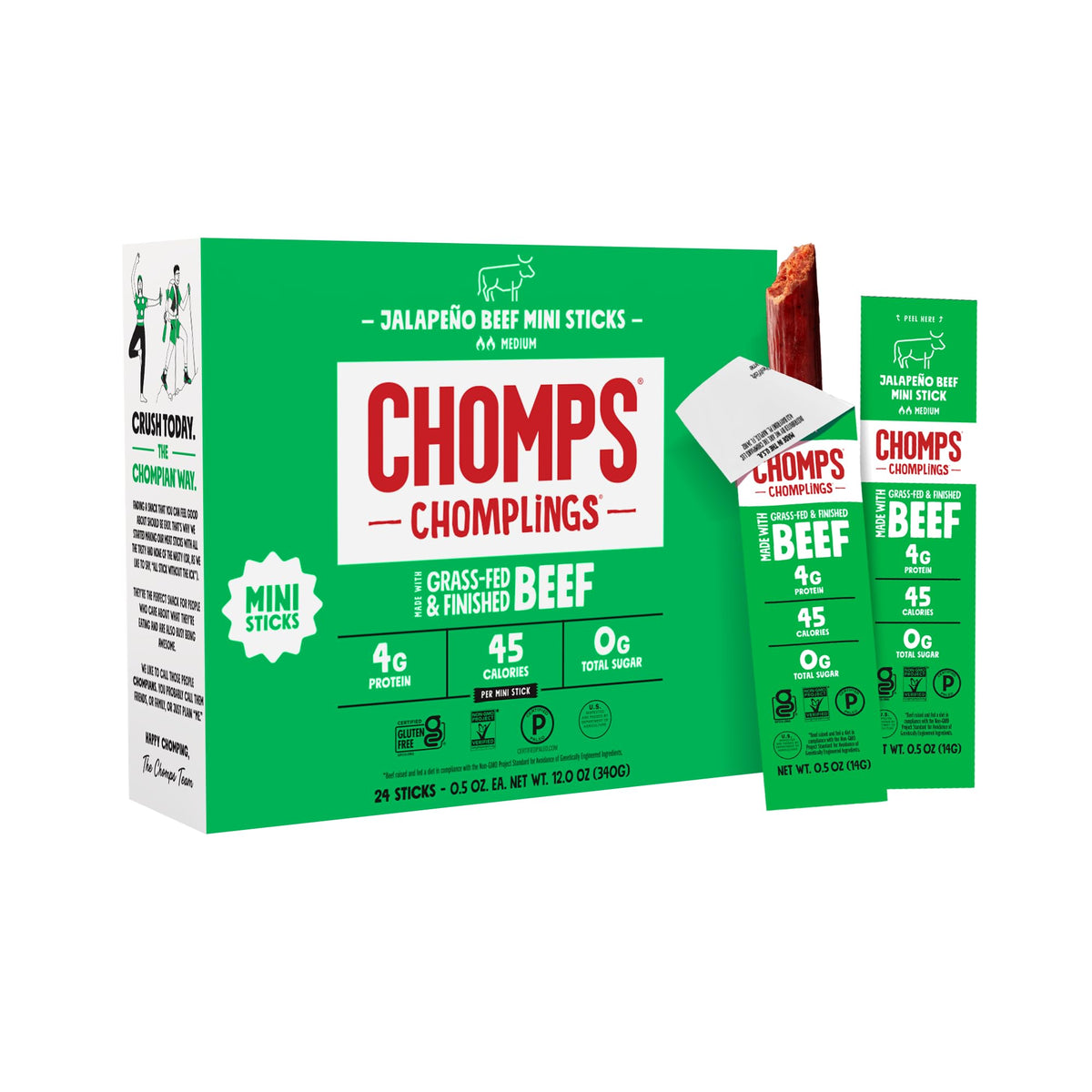 Chomps front packaging showing box and product for easy identification and convenience
