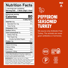 Close-up of single Chomps stick revealing pepperoni seasoning and ready-to-eat protein