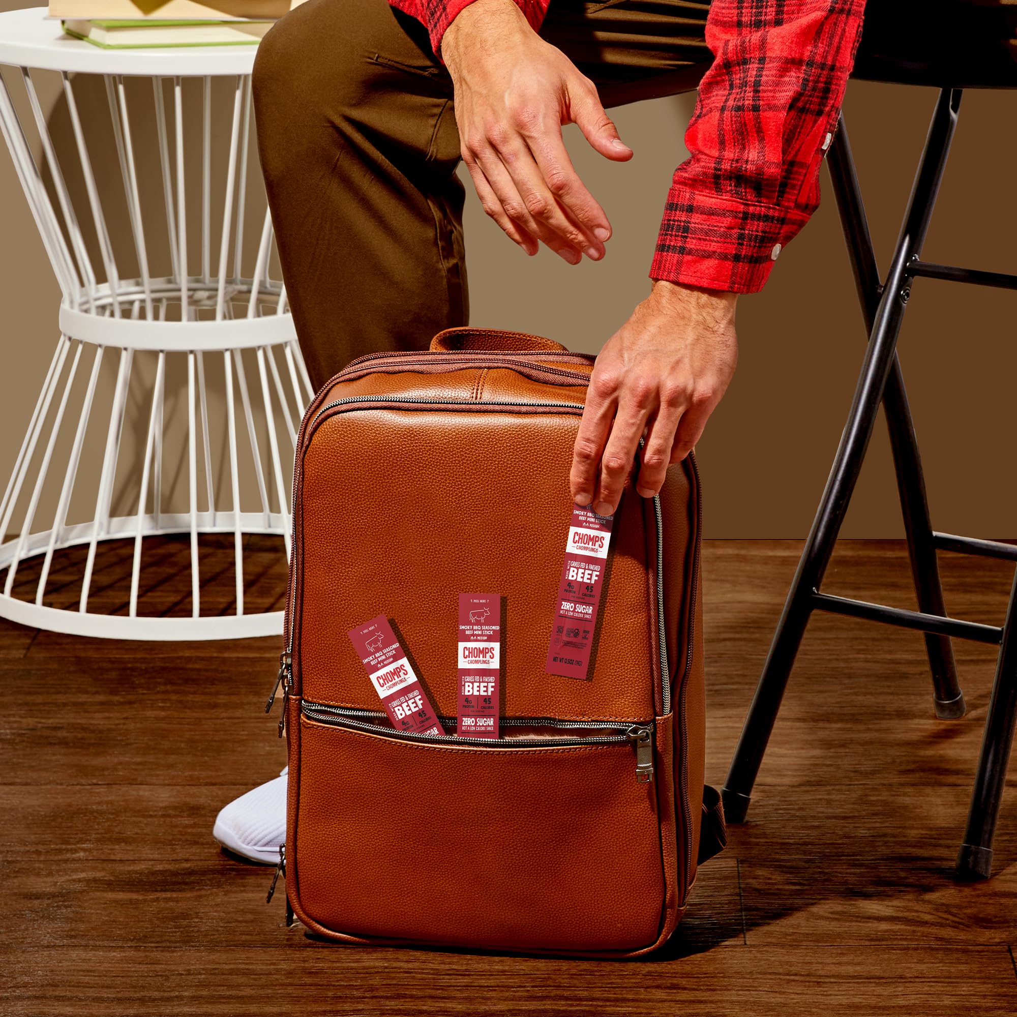 Chomps with cheese and fruit in a lunchbox for balanced snacking