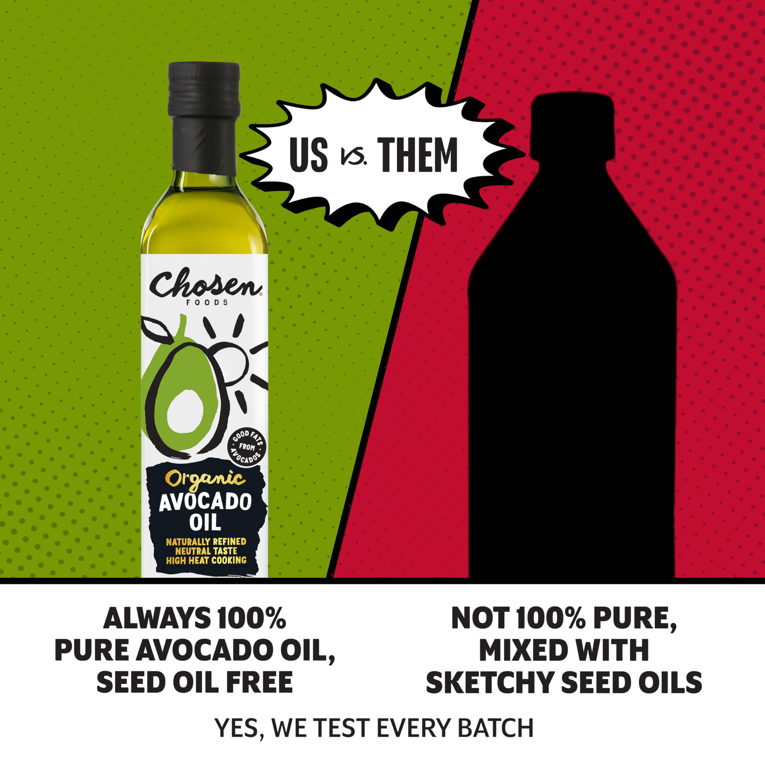 Chosen Foods label detail highlighting USDA Organic and purity claims for trust