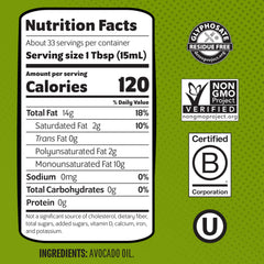 Chosen Foods bottle size shown in hand for scale and convenient 16.9 fl oz portion