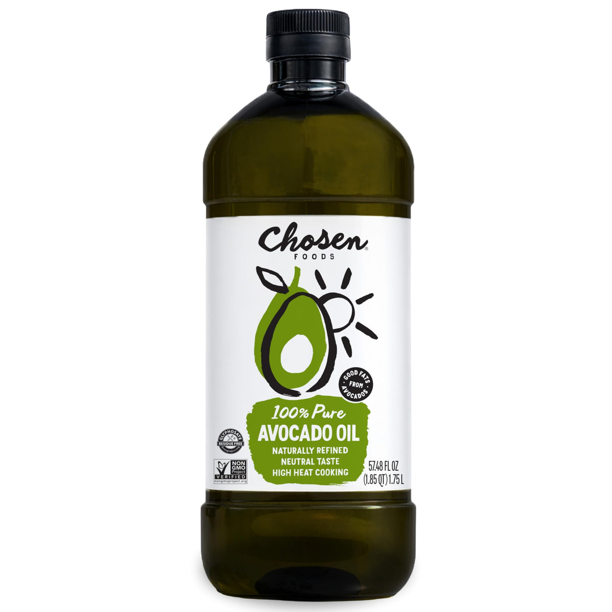 Chosen Foods bottle front label showing brand and 1.75L size benefit