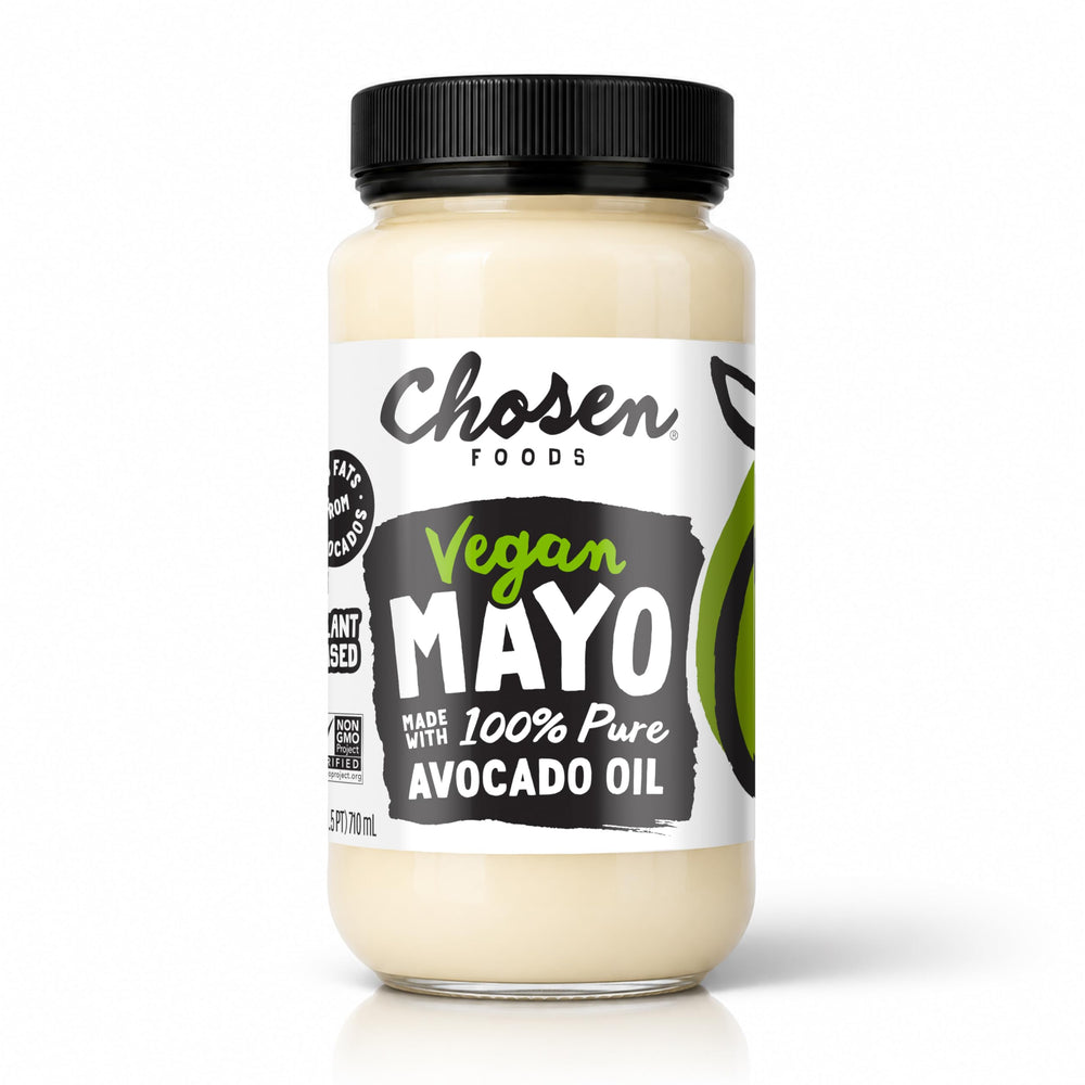 Chosen Foods jar front view showing label and plant-based mayo benefit