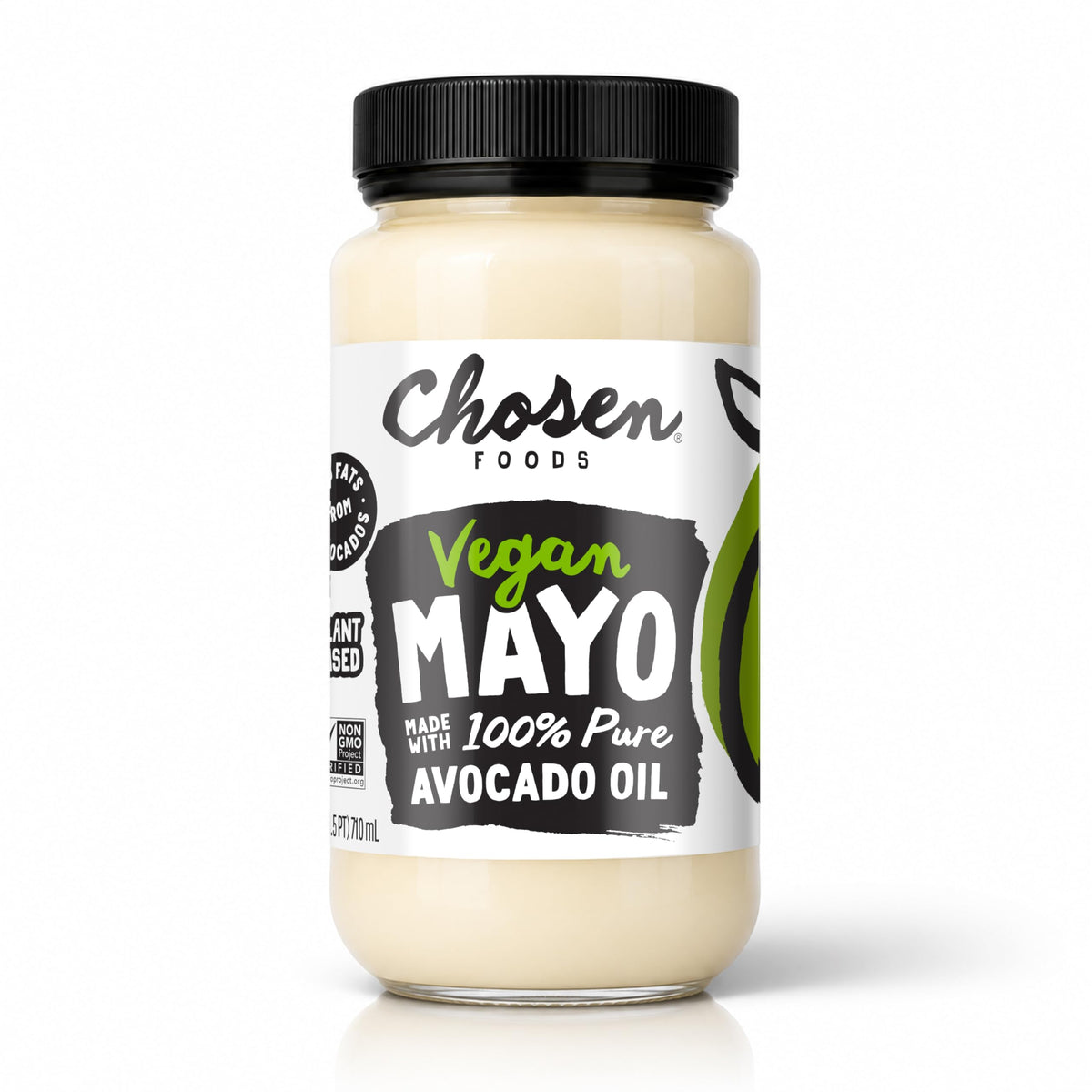 Chosen Foods jar front view showing label and plant-based mayo benefit