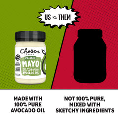 Chosen Foods opened jar showing creamy texture and easy spreading benefit