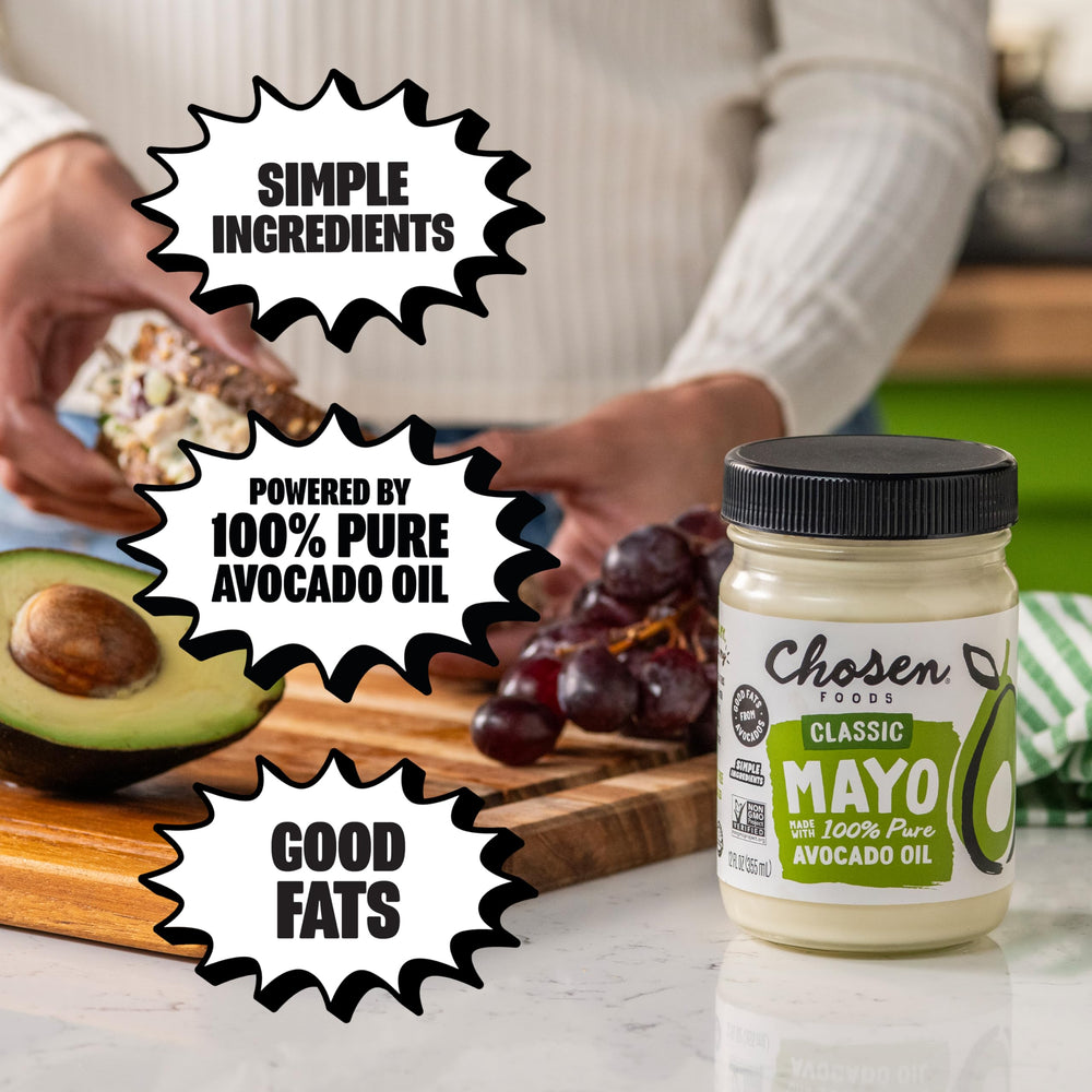 Chosen Foods mayo spread on sandwich demonstrating flavor and texture benefit