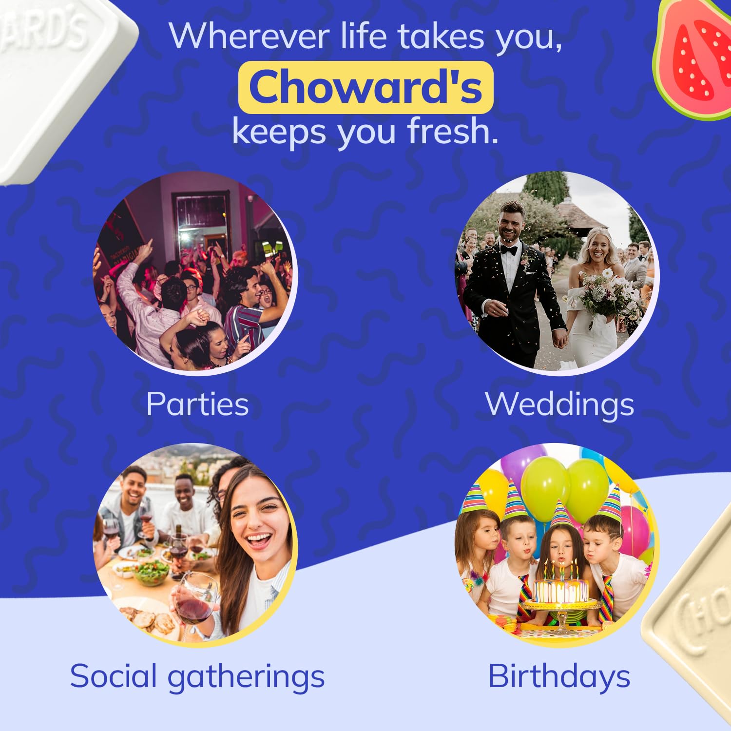 Choward's mints on a workspace desk illustrating quick refreshment convenience