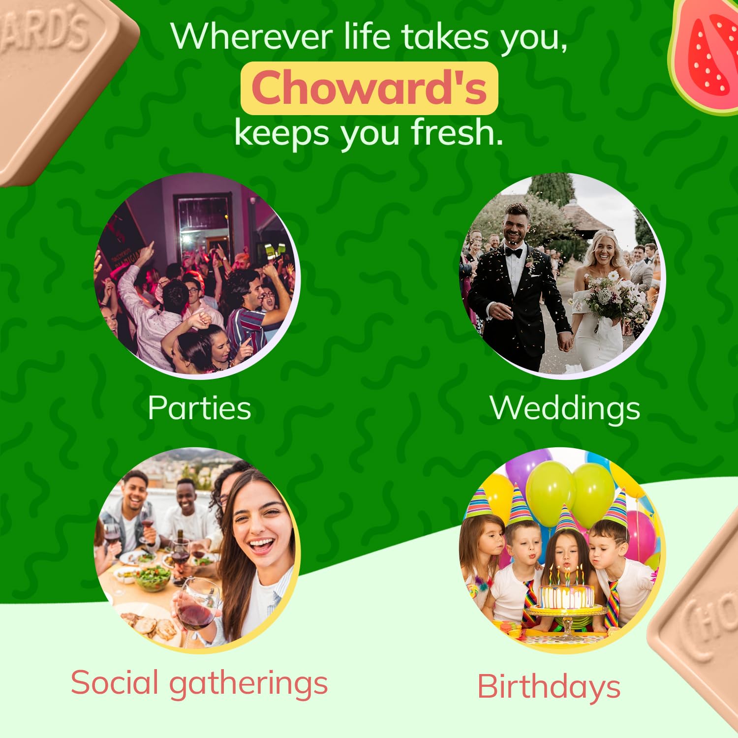 Choward's serving bowl of guava mints for party-ready sharing