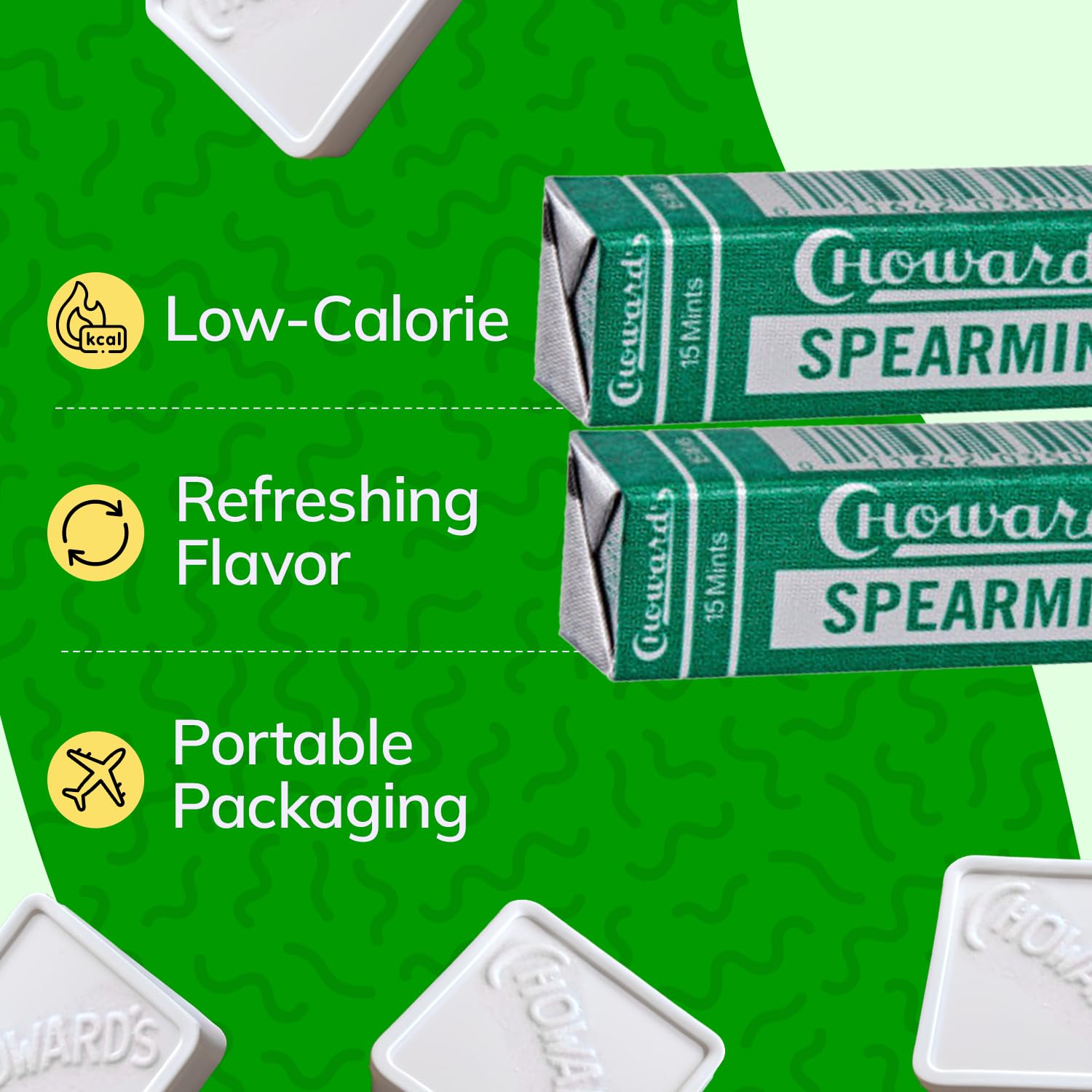 Choward's open packet with visible mints, ideal for sharing on the go