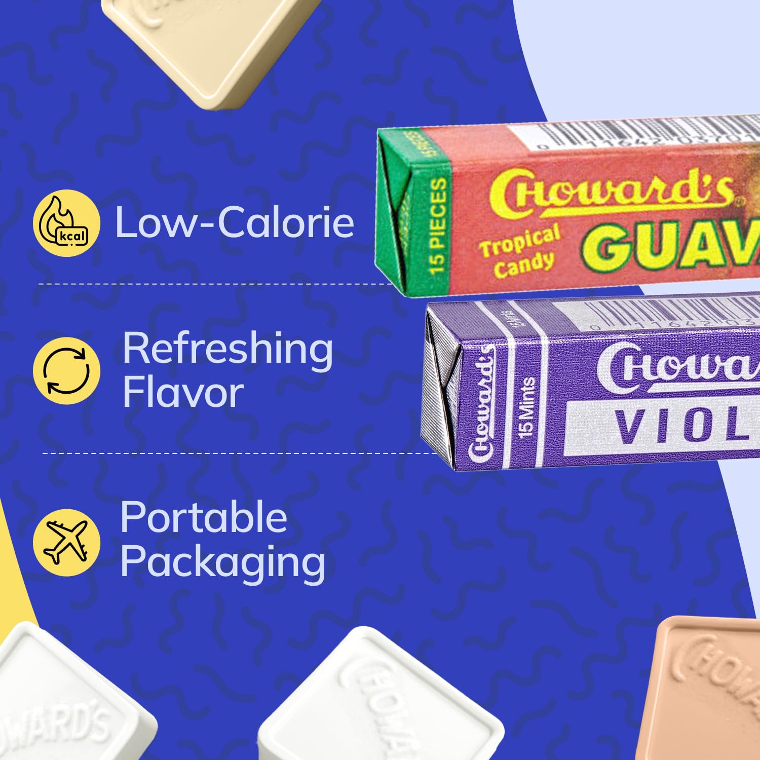 Choward's violet mint detail showing texture and nostalgic floral flavor appeal