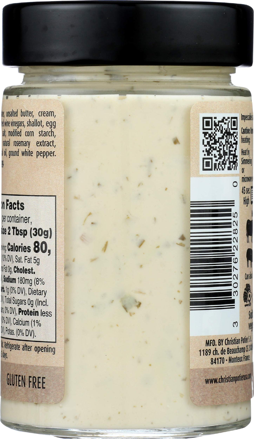 Christian Potier label close-up showing tarragon notes and dietary badges