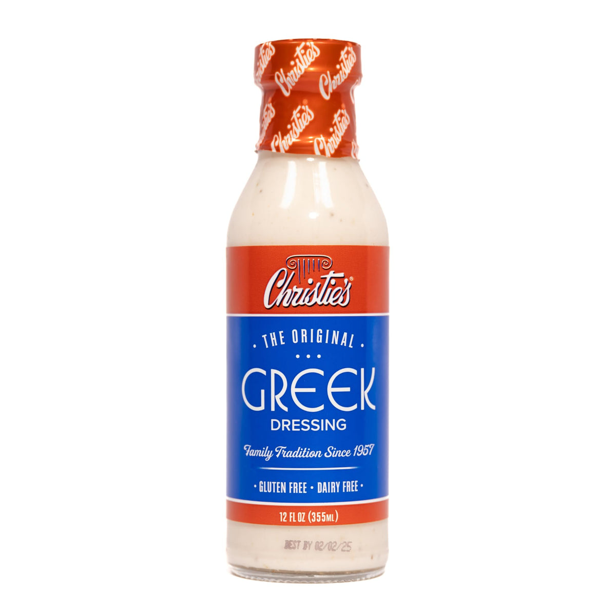 Christie's Dressings & Marinades front packaging showing two 24 fl oz bottles and label benefit