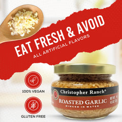 Christopher Ranch garlic spooned into sauce, showing brand adds consistent roasted depth