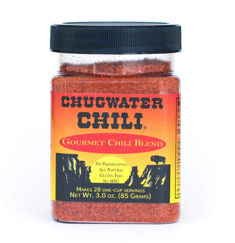 Chugwater Chili front tub showing packaging and bold brand appeal