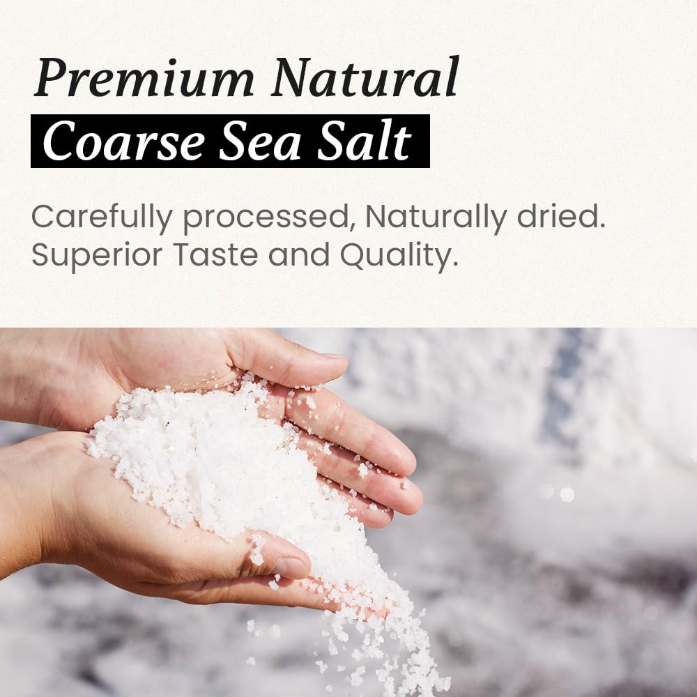 Close-up of Chung Jung One coarse salt crystals, reveals texture for controlled brining