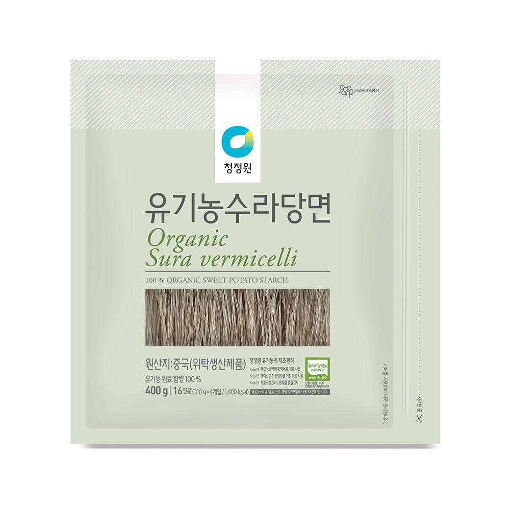 Chung Jung One front packaging showing organic sweet potato noodle benefits