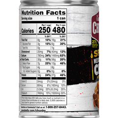 Campbell’s Chunky can label detail and nutrition facts showing protein content for informed shoppers