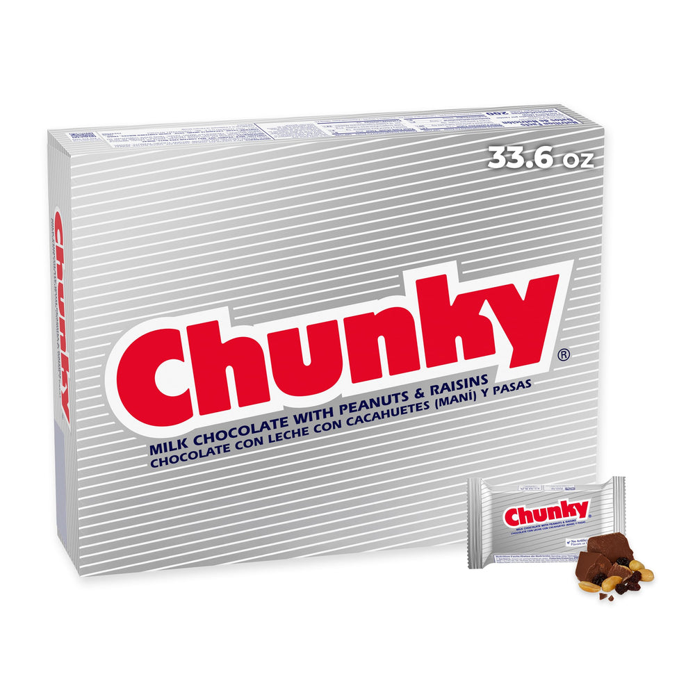 Chunky front box of 24 individually wrapped bars showing branding and pack size benefit