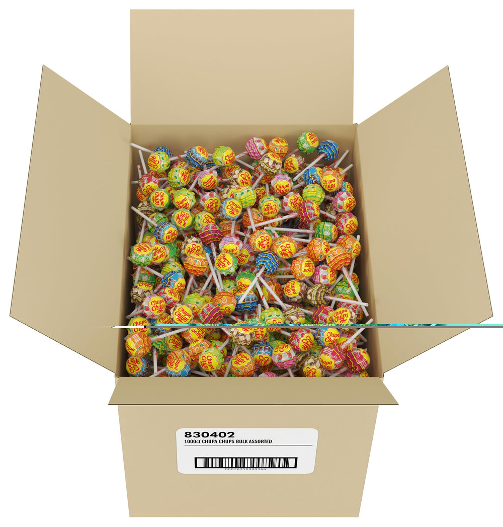 Chupa Chups scale comparison showing size and quantity for bulk purchasing