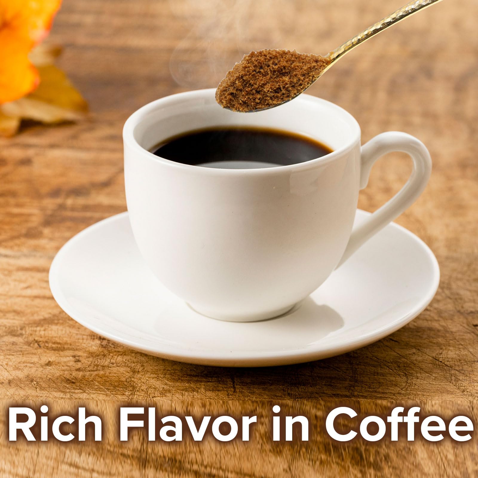 ちゅら黒糖 dissolving in a cup of tea, adds smooth caramel depth to beverages