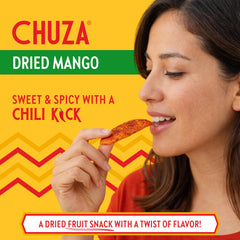 CHUZA close-up of chewy dried mango texture highlighting real fruit quality