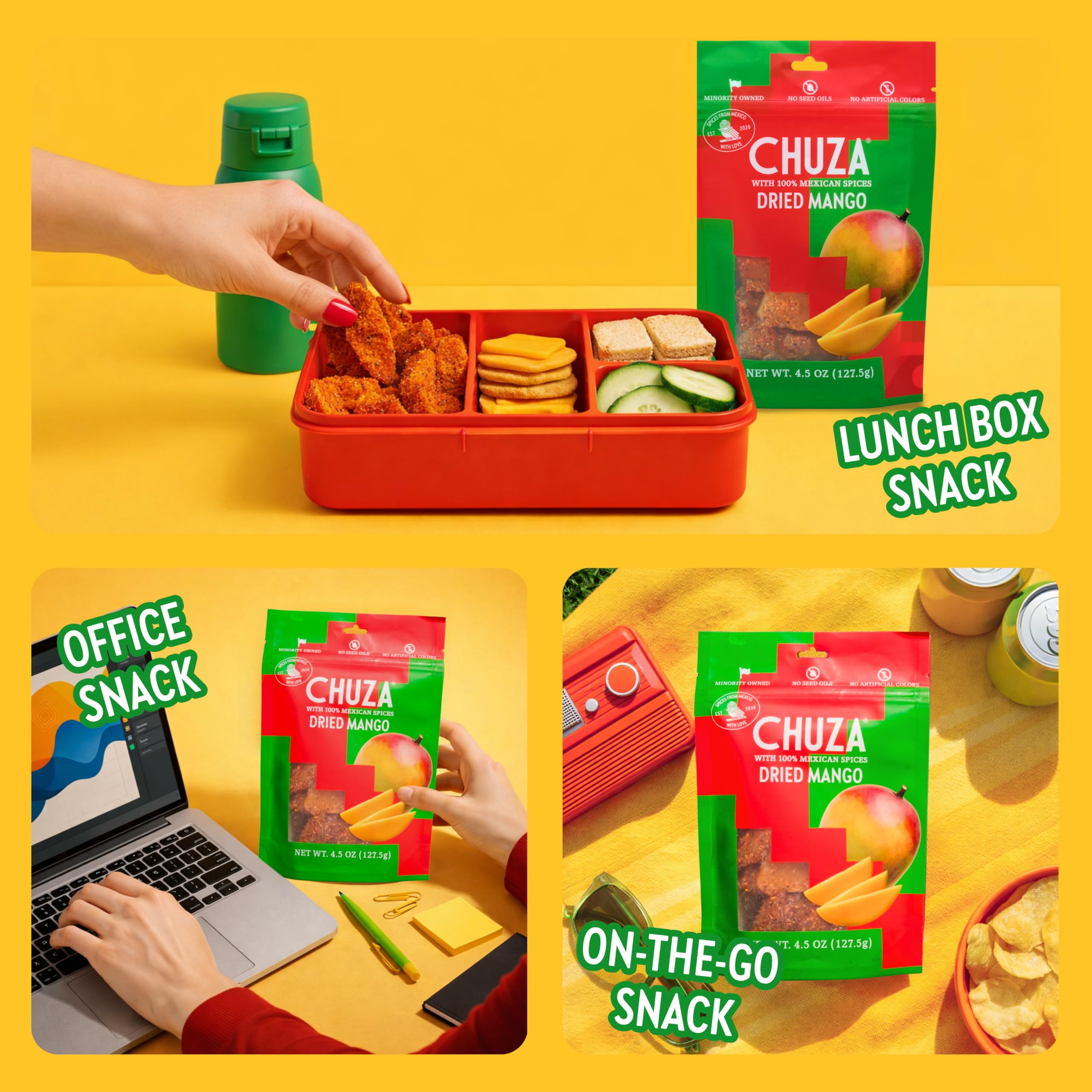 CHUZA pouch held in hand illustrating compact size and travel friendliness