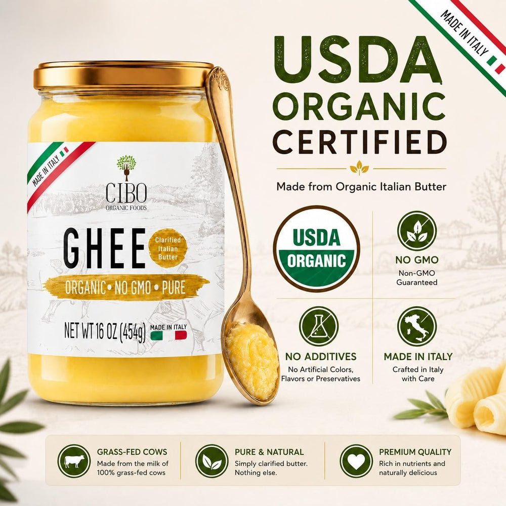 Cibo label close-up with USDA Organic and Non-GMO verification trust