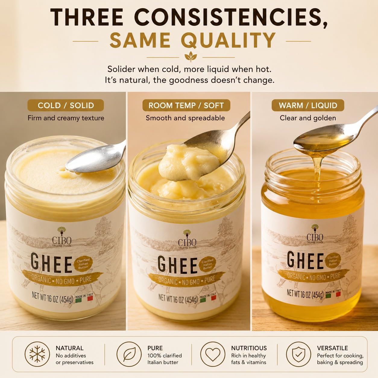 Cibo ghee spoon added to coffee demonstrating smooth bulletproof energy