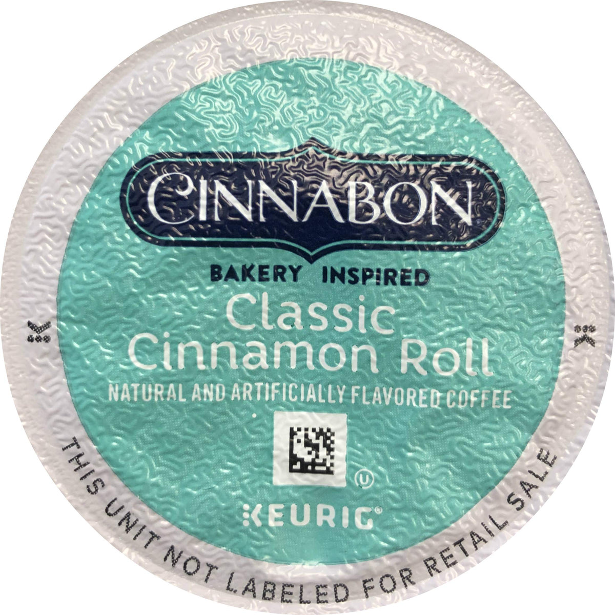 CINNABON K-Cup front packaging showing 18-count for convenient servings and flavor