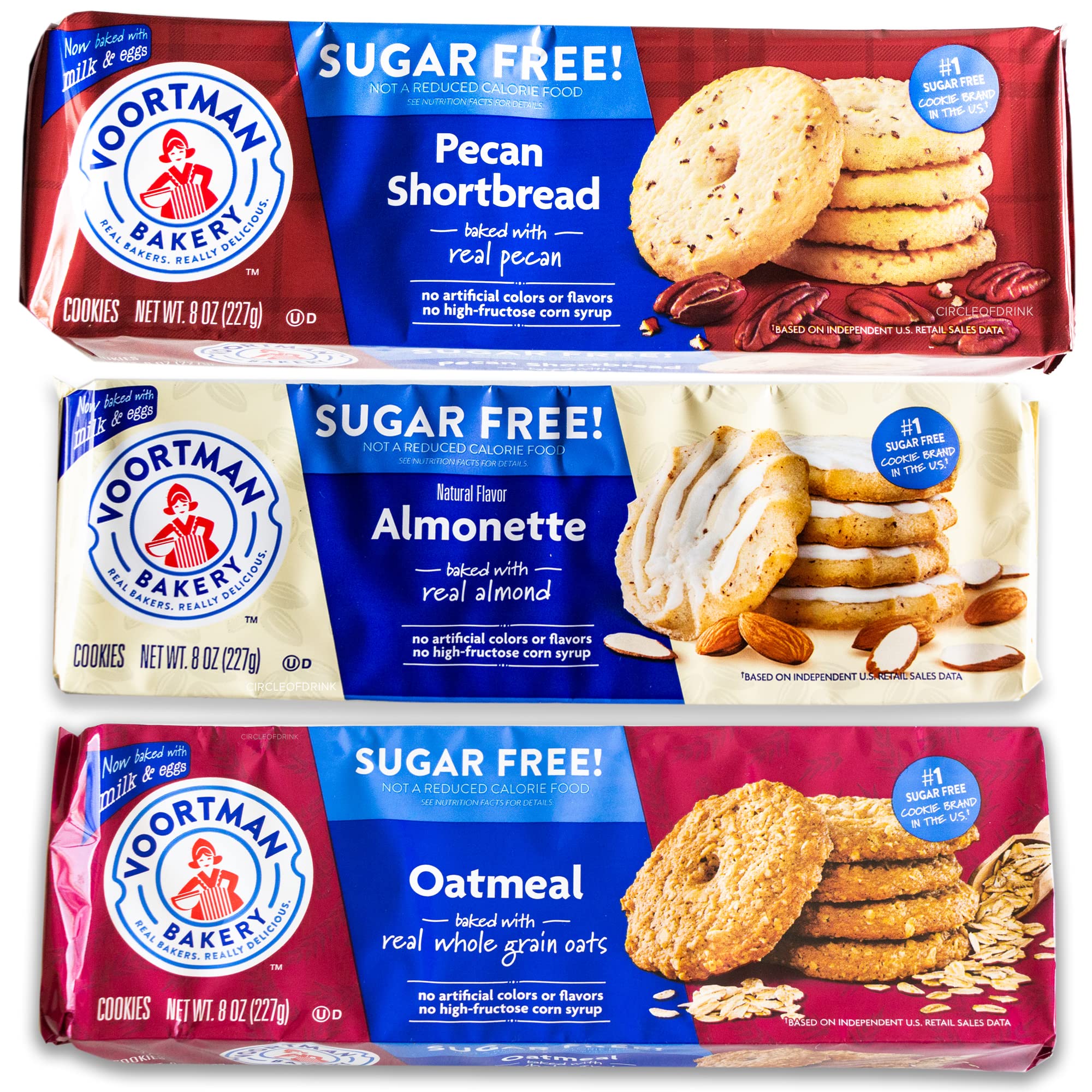 Circle of Drink Voortman variety pack front packaging shows three sugar free flavors