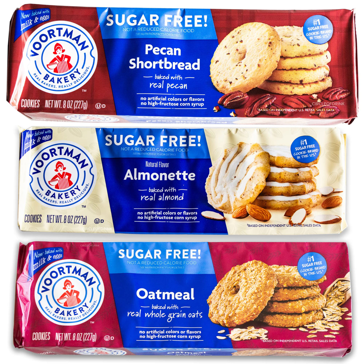 Circle of Drink Voortman variety pack front packaging shows three sugar free flavors