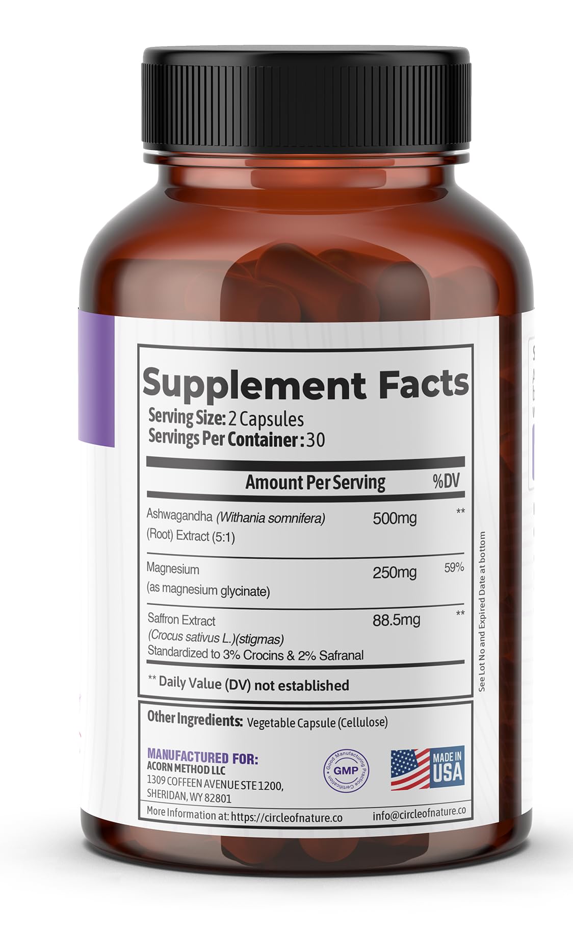 CIRCLE OF NATURE product with eye-chart suggesting antioxidant eye support