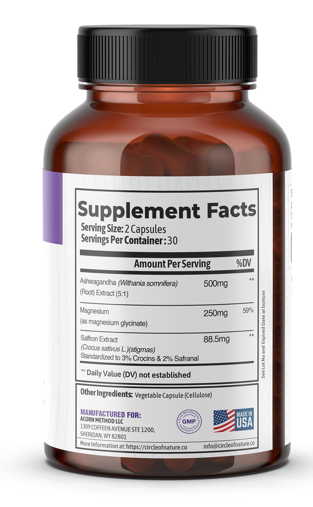 CIRCLE OF NATURE product with eye-chart suggesting antioxidant eye support