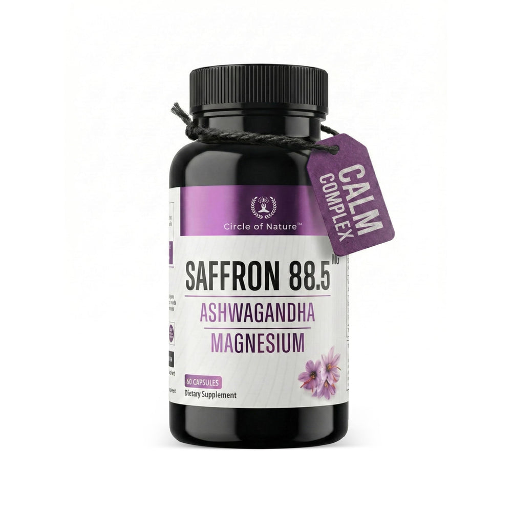 CIRCLE OF NATURE front bottle view showing saffron supplement benefits