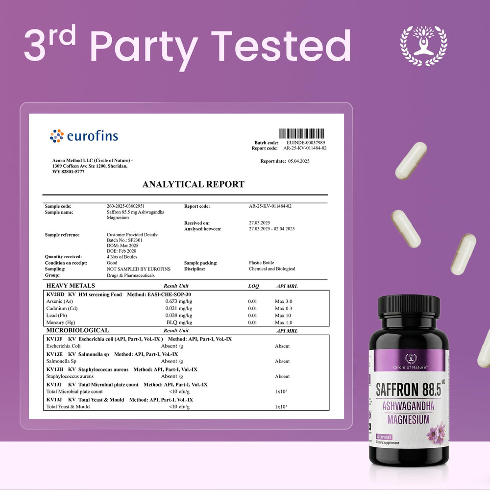 CIRCLE OF NATURE capsules next to a measuring scale showing serving size clarity