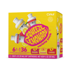 Cirkul Squeeze Lemonade front packaging showing six cartridges and branding benefit