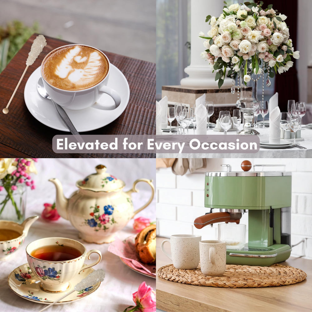 Civilized Coffee several clear sticks fanned out illustrating quantity and easy portioning for events