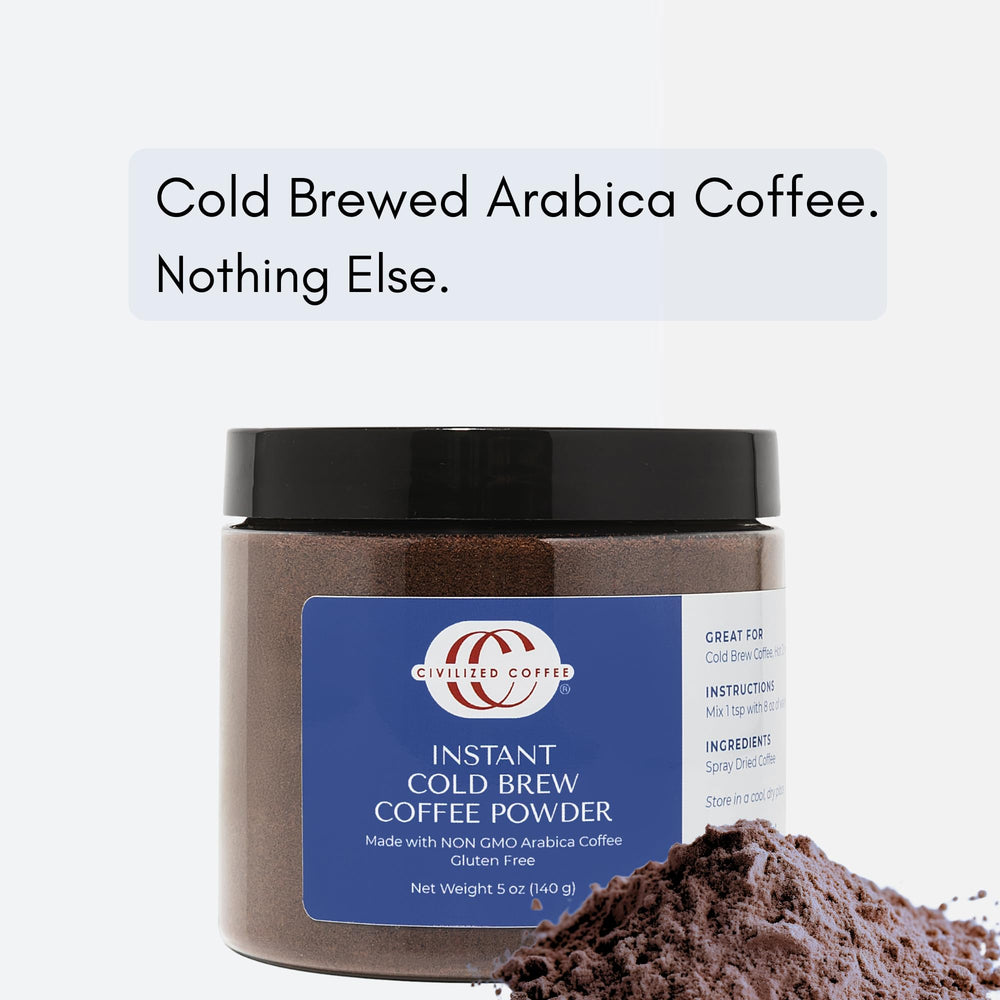 Civilized Coffee label and ingredients panel, showing product transparency and details