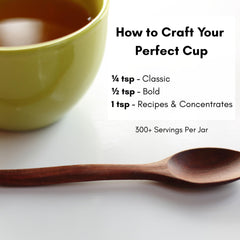 Spoonful of Civilized Coffee powder ready to mix for fast beverages