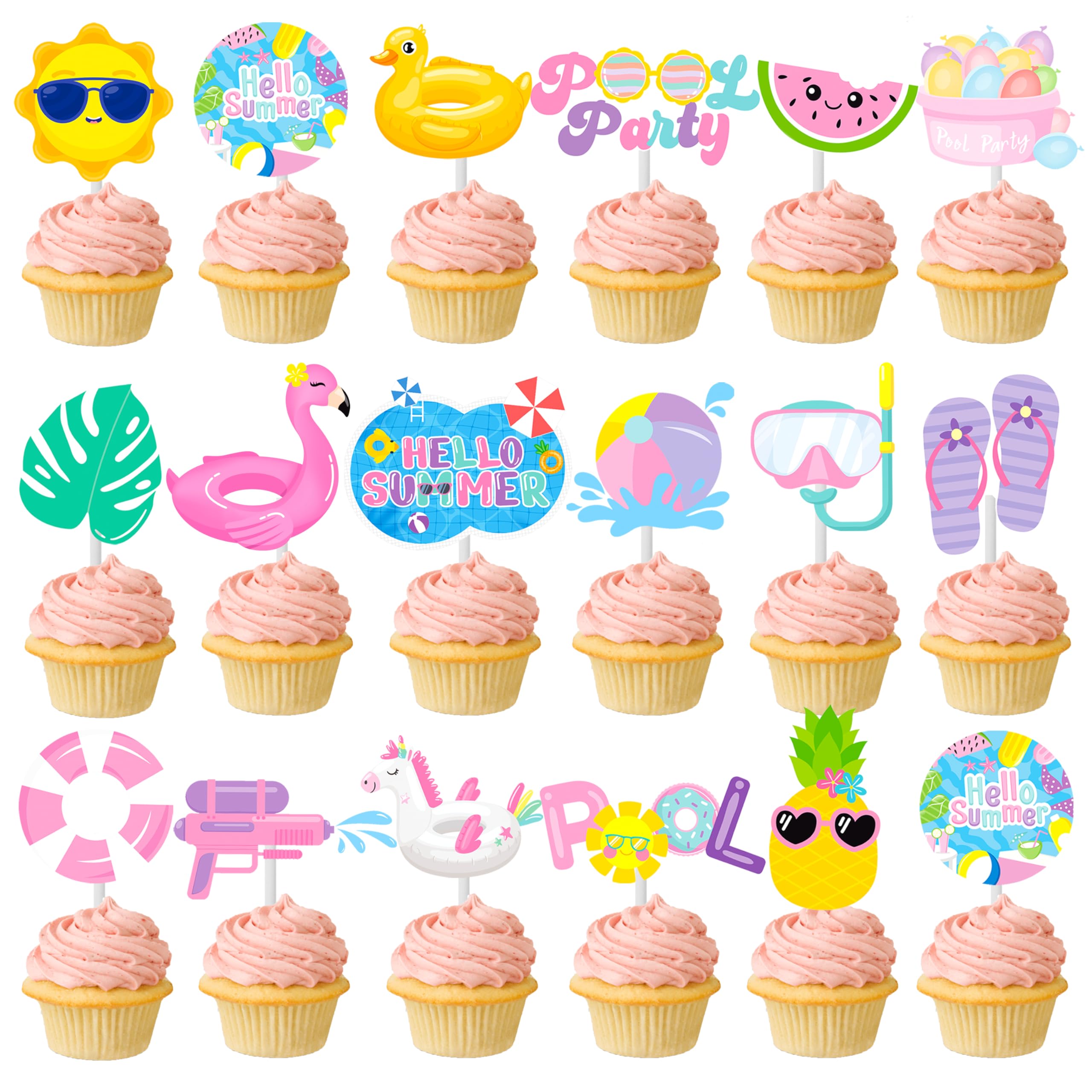 C L cooper life close-up of colorful topper designs highlighting vivid pool-themed artwork