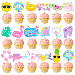 C L cooper life close-up of colorful topper designs highlighting vivid pool-themed artwork