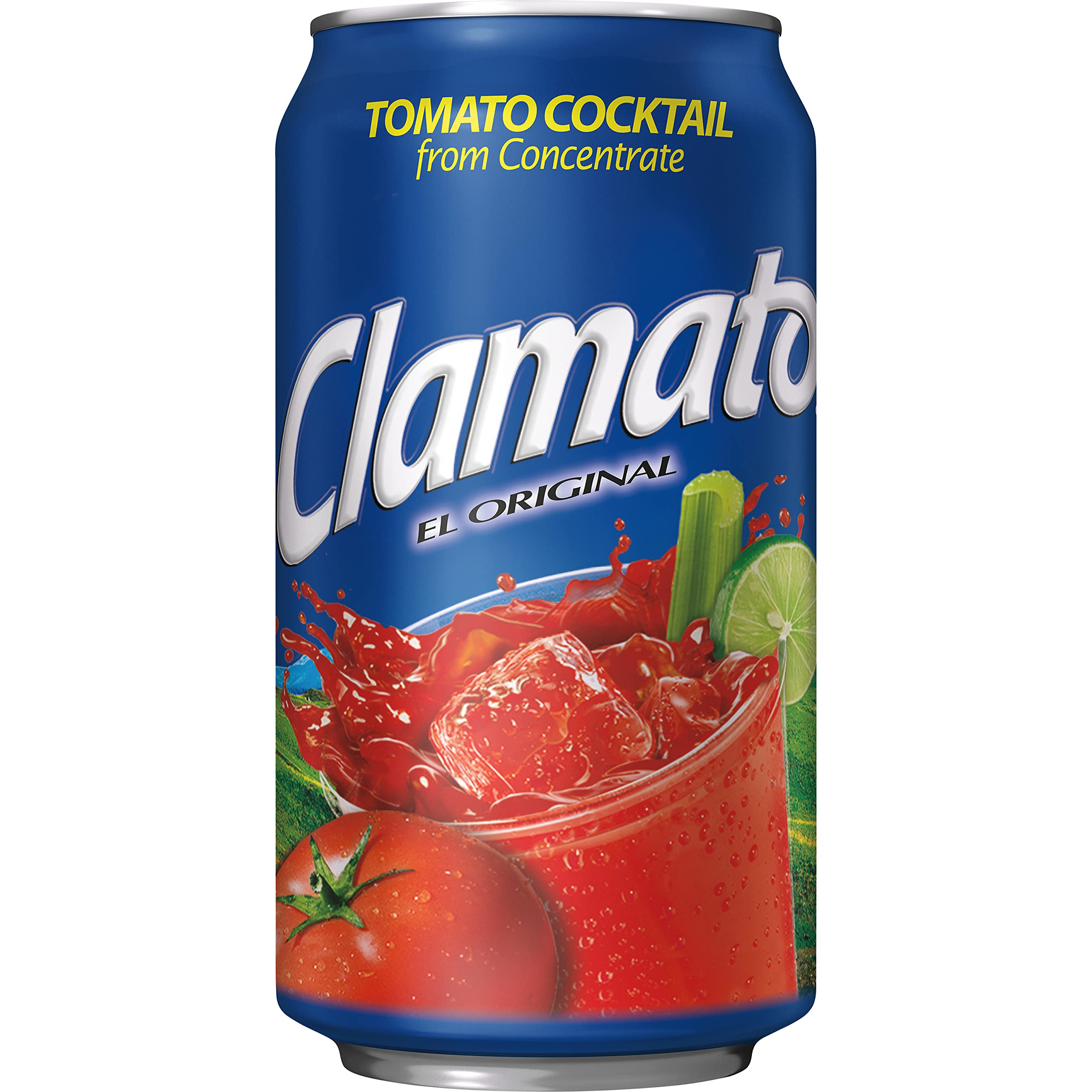Pouring Clamato into a glass to mix cocktails and save time
