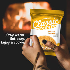 Classic COOKIE unwrapped 3oz cookie beside crumbs showing true portion size